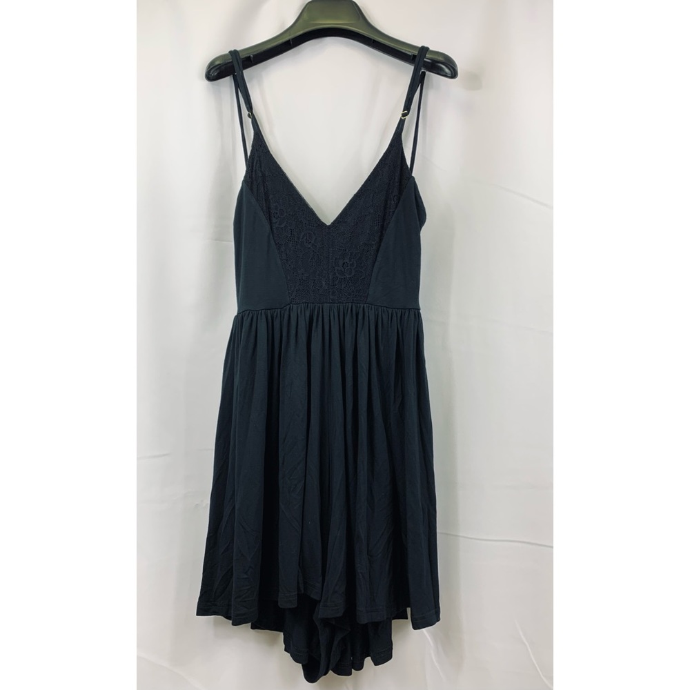 Sam Edelman Black Lace Trim V-Neck Romper Size M